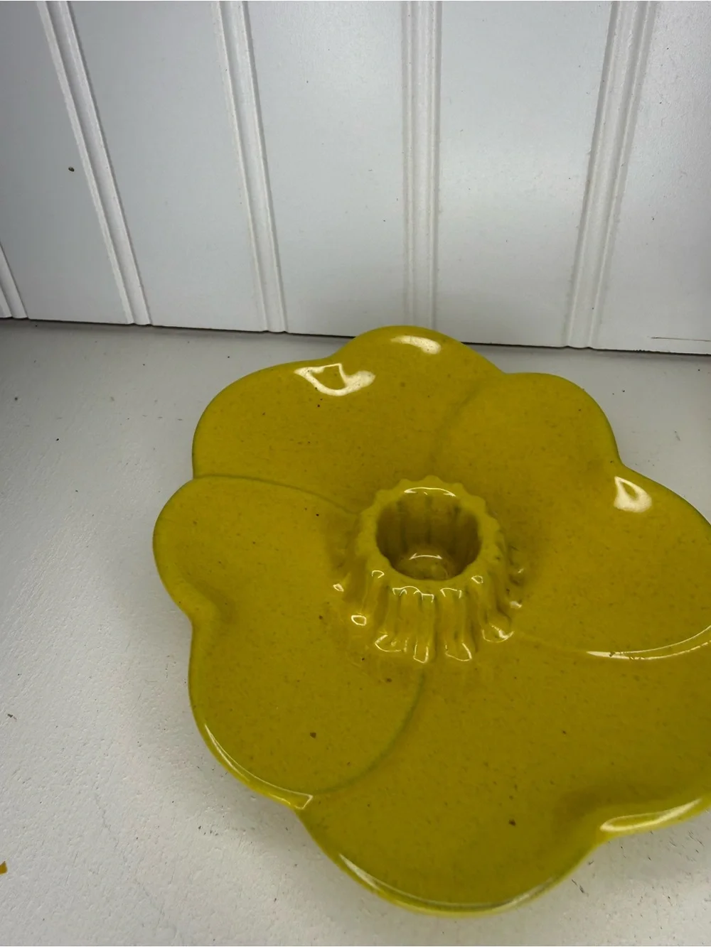VINTAGE Frankoma Pottery Plainsman Autumn Yellow Candlestick Holder Set